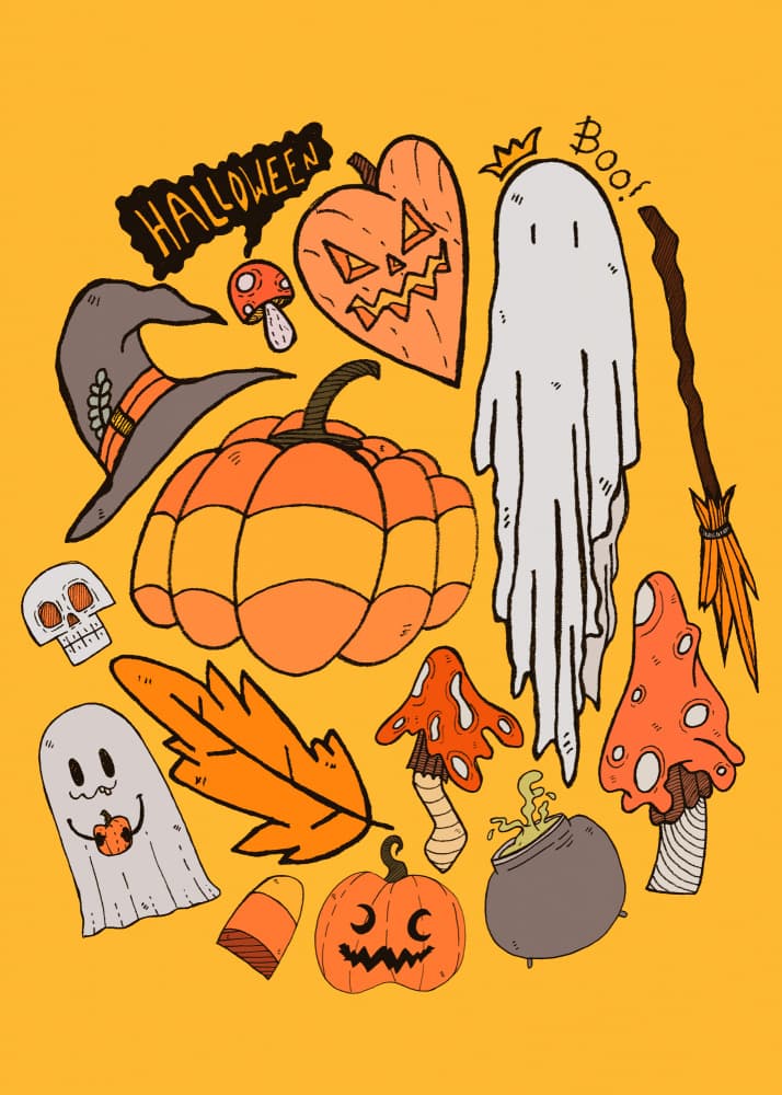 Whimsical Halloween Gathering by Stephen Wade — canvas wall art