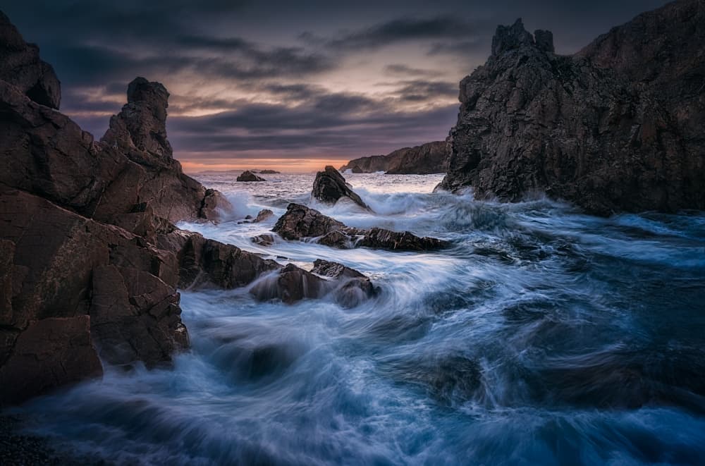 Twilight Ocean Waves by Ben.C.L — canvas wall art