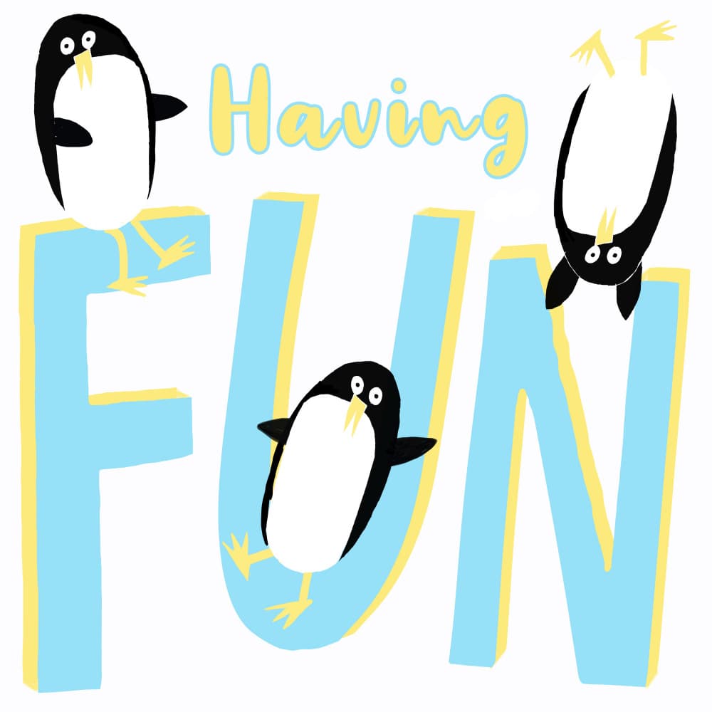 Penguins Having Fun by Carla Daly — canvas wall art