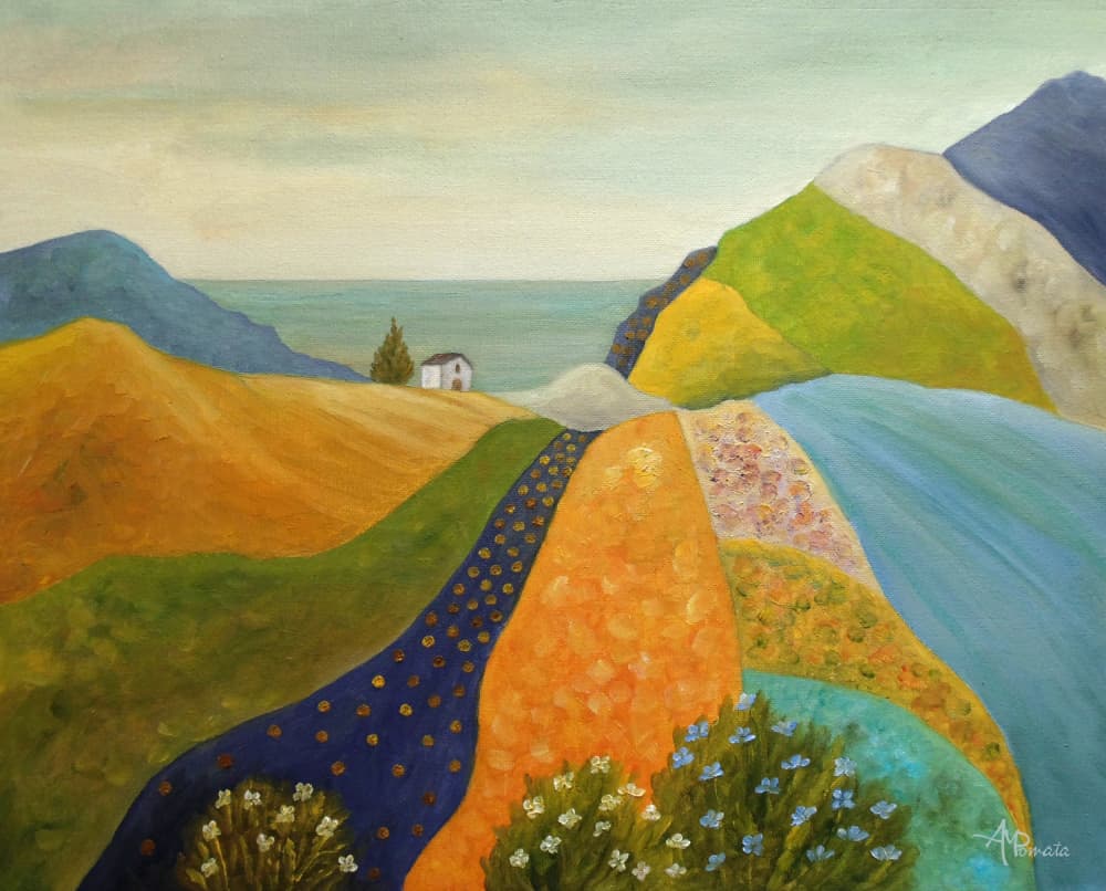 Colorful Coastal Landscape by Angeles M. Pomata — canvas wall art