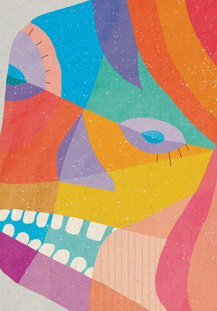 Colorful Abstract Face by Aylin Demir — canvas wall art