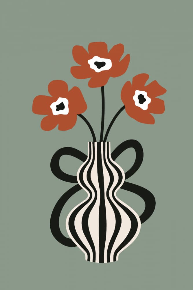 Abstract Poppy Vase by cartissi — canvas wall art