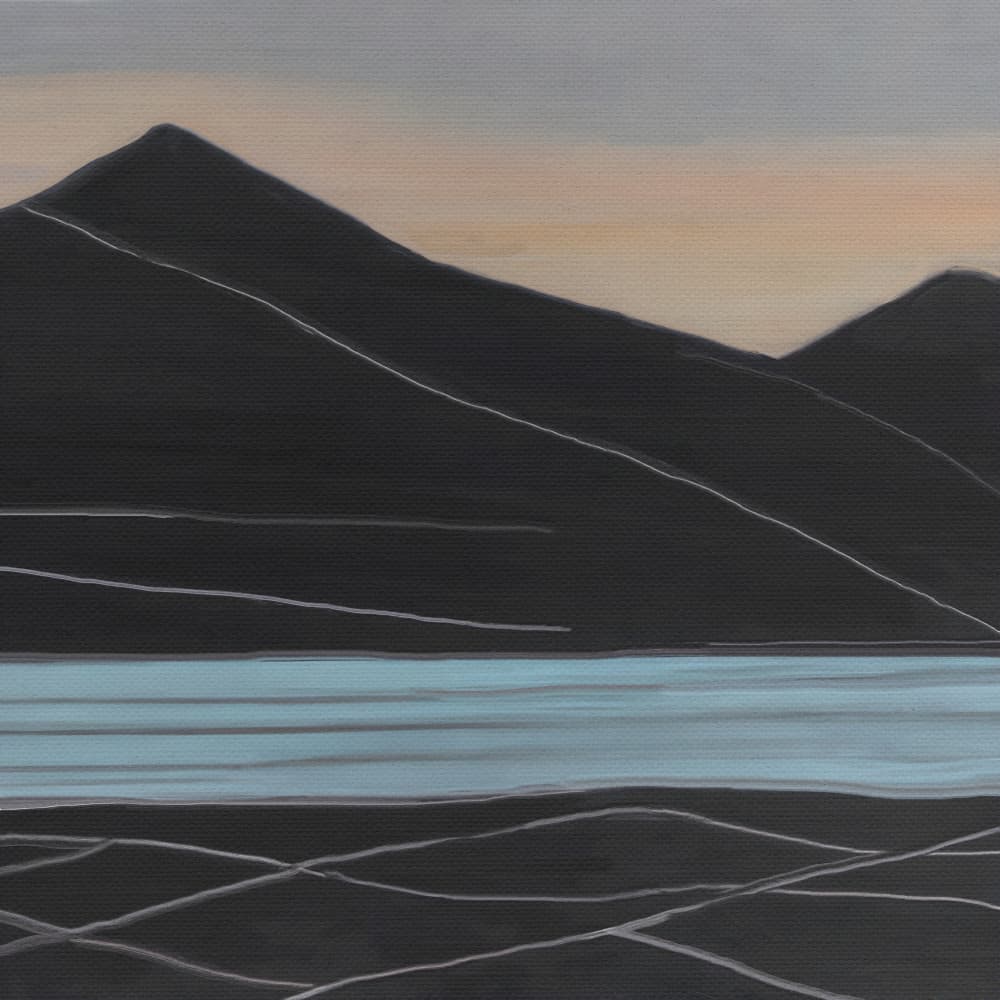Minimalist Mountain Lake Horizon by The Printable Studio — canvas wall art