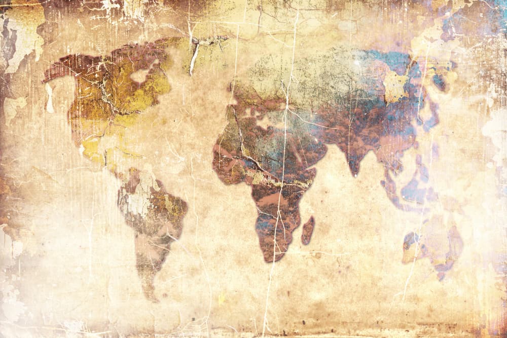 Vintage World Map by Rafal Kulik — canvas wall art