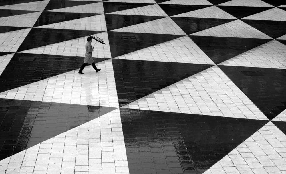 Black White Geometric Walk by Karim Al Thahaby — canvas wall art