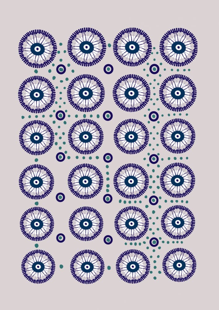Indigo Folk Pattern by Art by the Ocean — canvas wall art