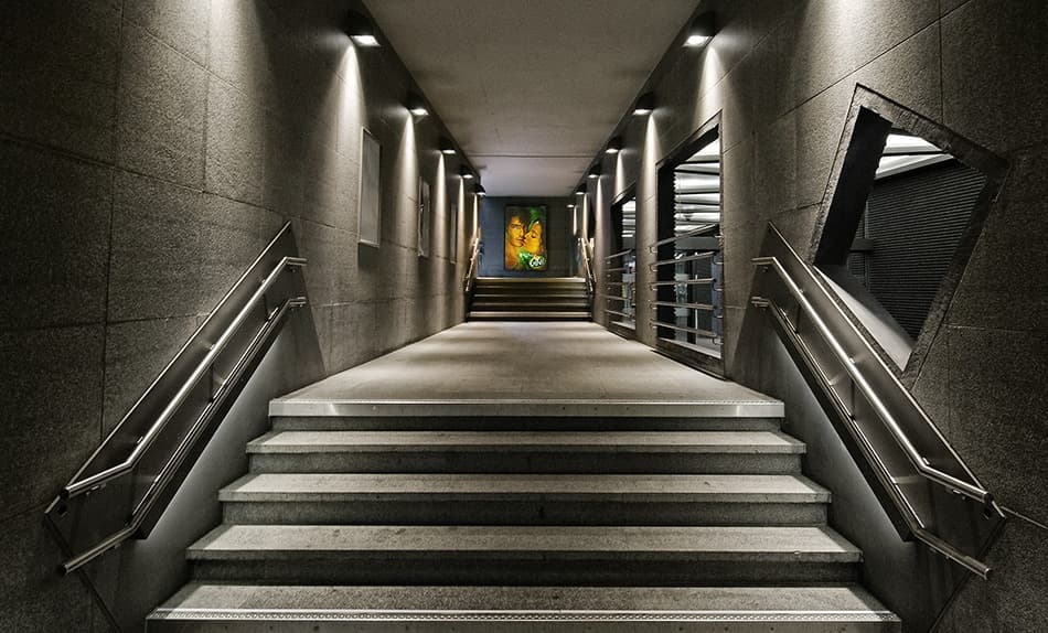 Geometric Concrete Hallway by Jef Van den Houte — canvas wall art