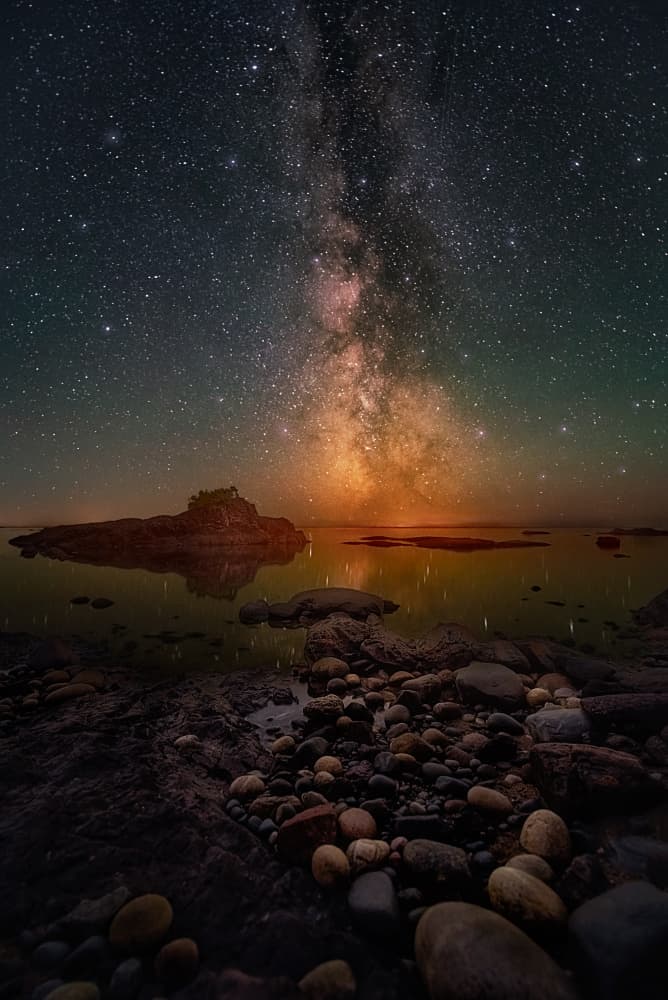 Glowing Galaxy Shoreline by Ben.C.L — canvas wall art