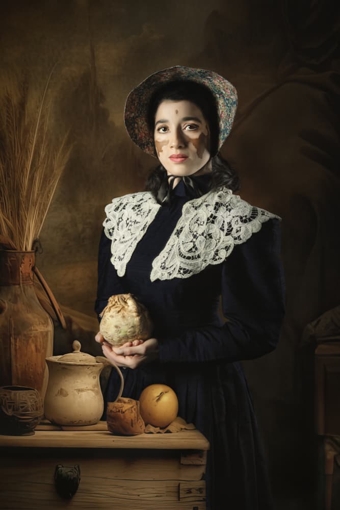 Contemplative Pilgrim Portrait by Carola Kayen-Mouthaan — canvas wall art