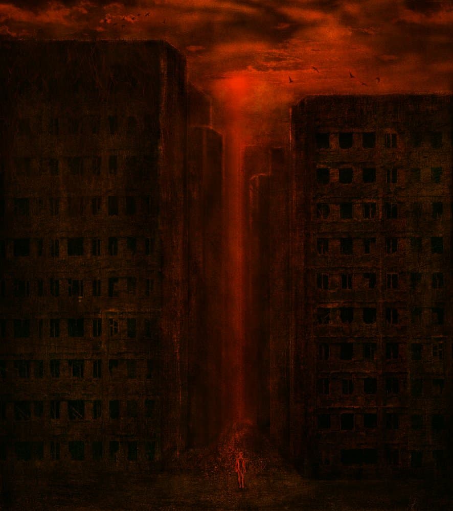Dystopian Urban Glow by Ivan Kovalev — canvas wall art
