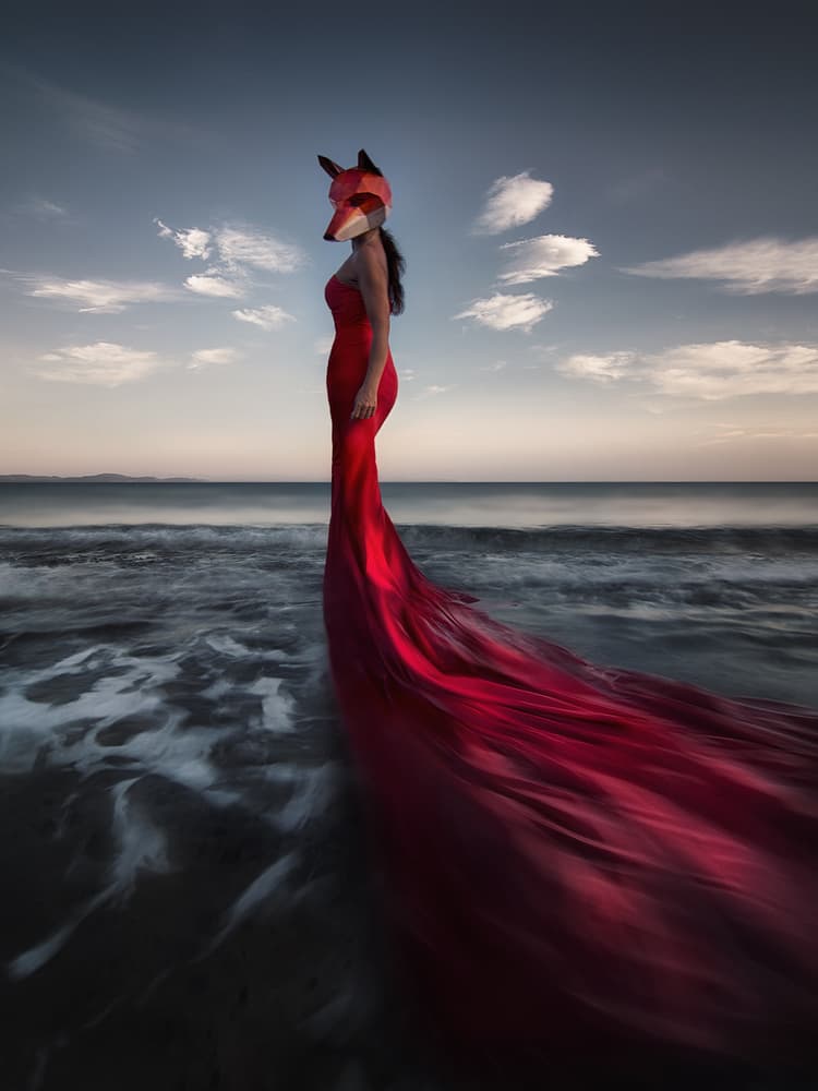 Ethereal Fox Mask Gown by Maria Kaimaki — canvas wall art