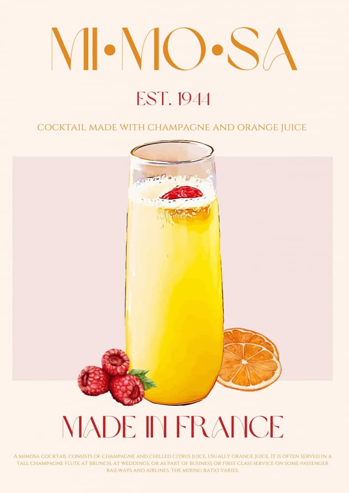 Vibrant Mimosa Cocktail by Nazma Khokhar — canvas wall art