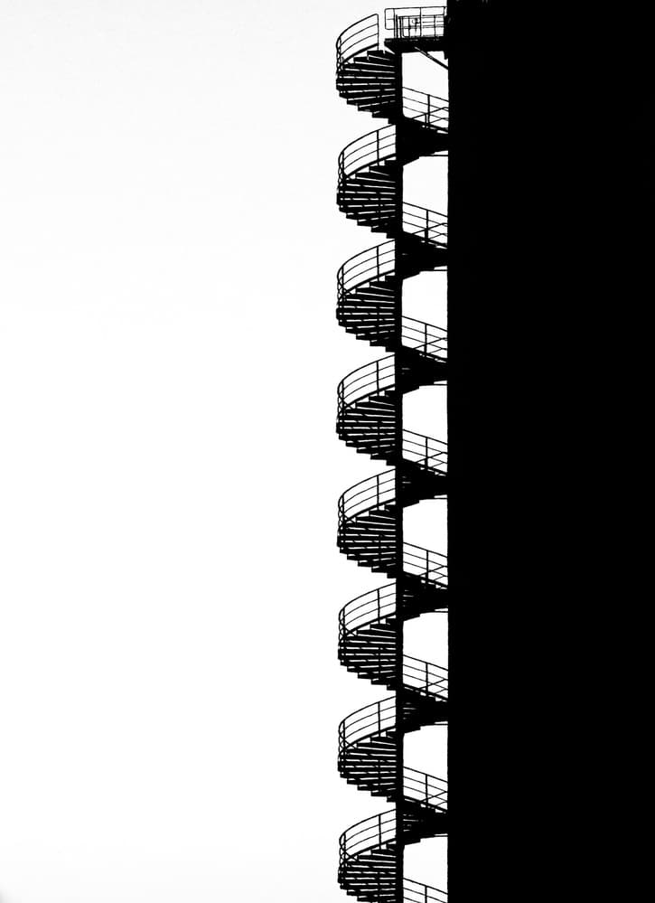 Minimalist Spiral Staircase by Hans-Wolfgang Hawerkamp — canvas wall art