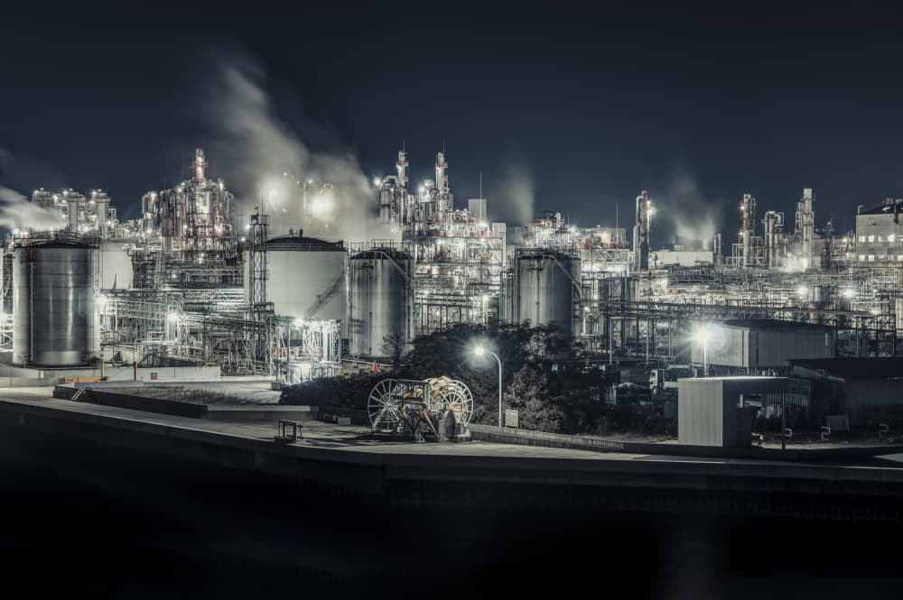Industrial Night Glow by Tomoshi Hara — canvas wall art