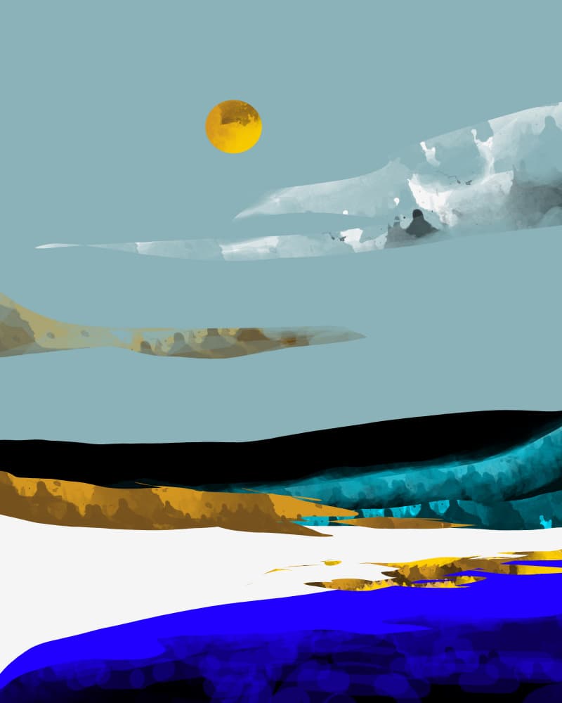 Golden Moon Abstract Landscape by Uma Gokhale — canvas wall art