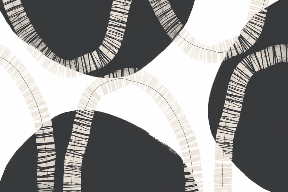 Black Shapes Interwoven With Textured by uplusmestudio — canvas wall art