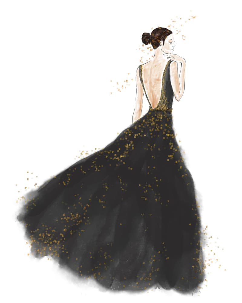Elegant Black Gown by Rosana Laiz Blursbyai — canvas wall art