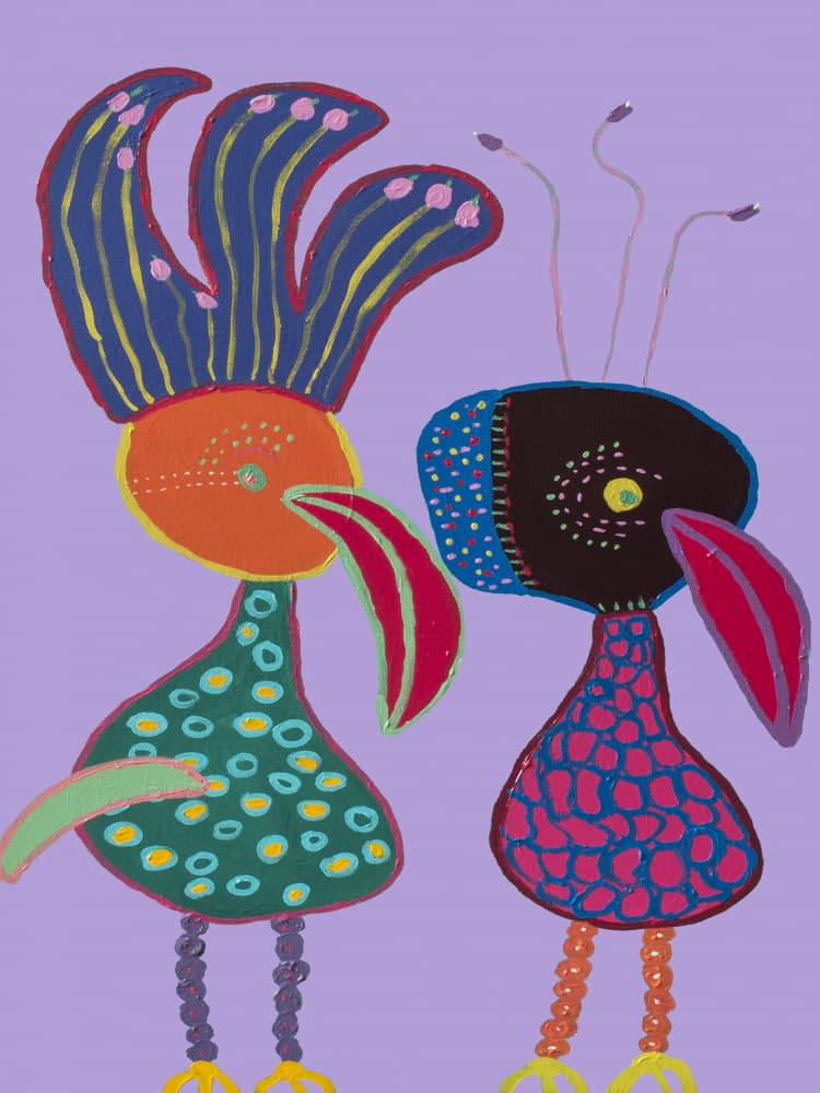 Colorful Whimsical Birds by Helen Joynson — canvas wall art