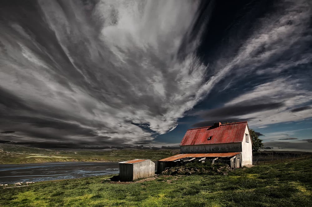 Dramatic Sky Red Barn by Þorsteinn H. Ingibergsson — canvas wall art