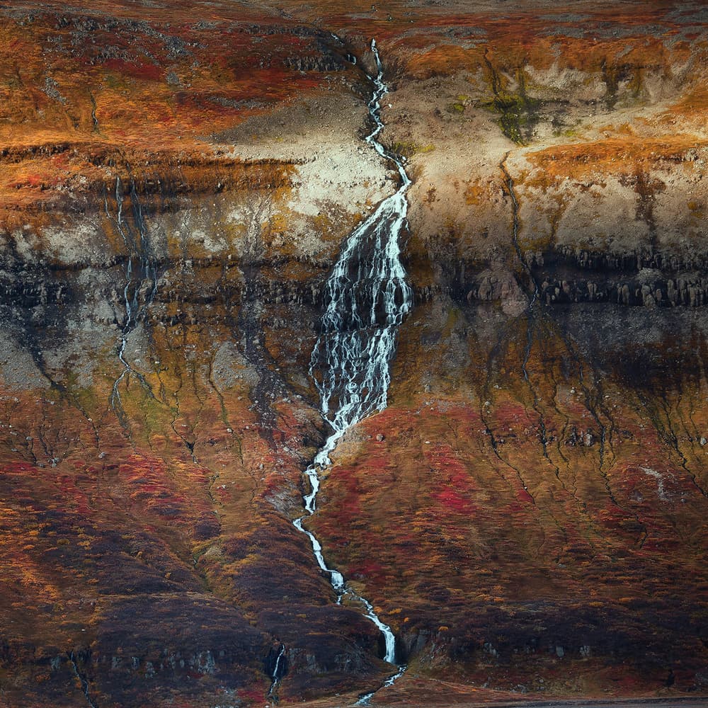 Autumn Mountain Waterfall by swapnil deshpande — canvas wall art