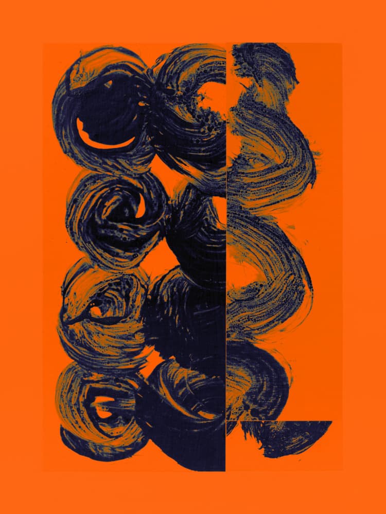Orange Blue Abstract Flow by Diana Jahns — canvas wall art