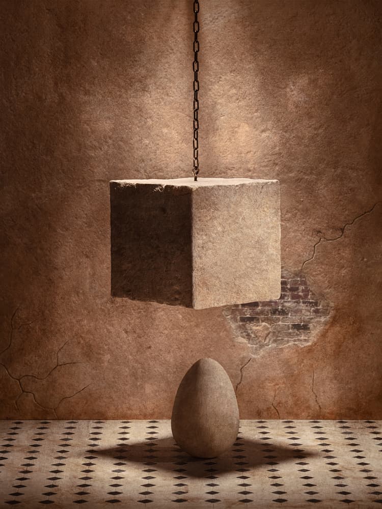 Suspended Stone Over Egg by Petri Damstén — canvas wall art