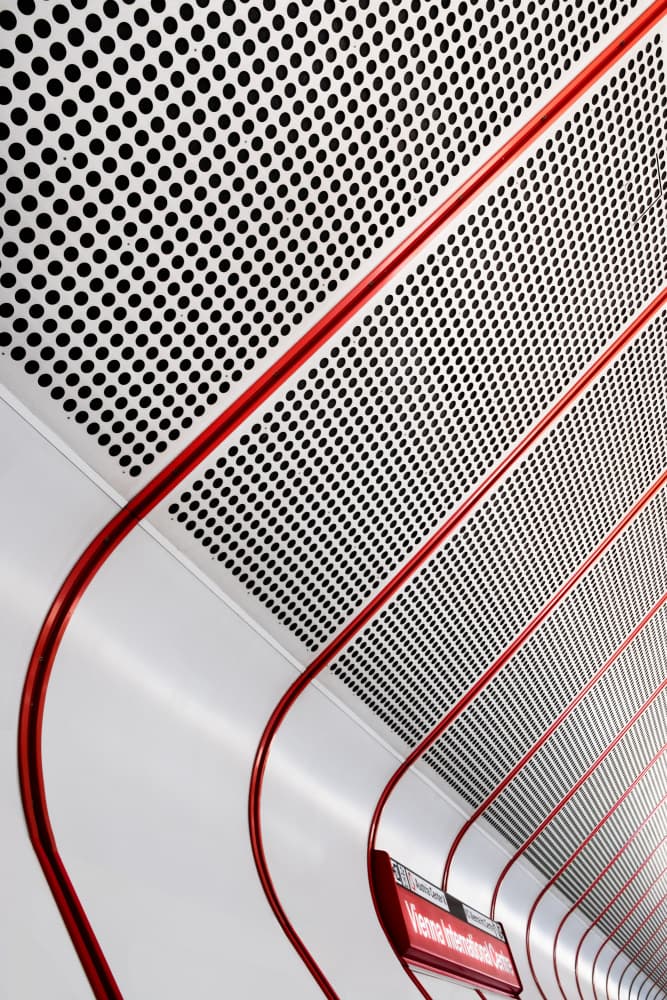 Sleek Red Metro Interior by Rolf Endermann — canvas wall art
