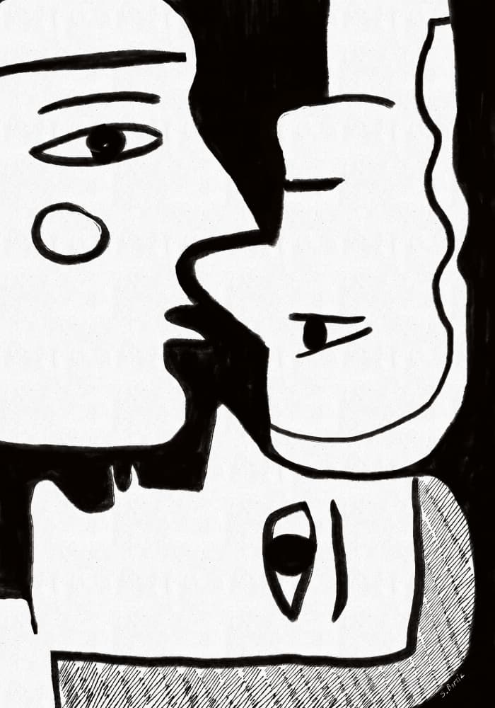 Abstract Kissing Faces by Sharyn Bursic — canvas wall art
