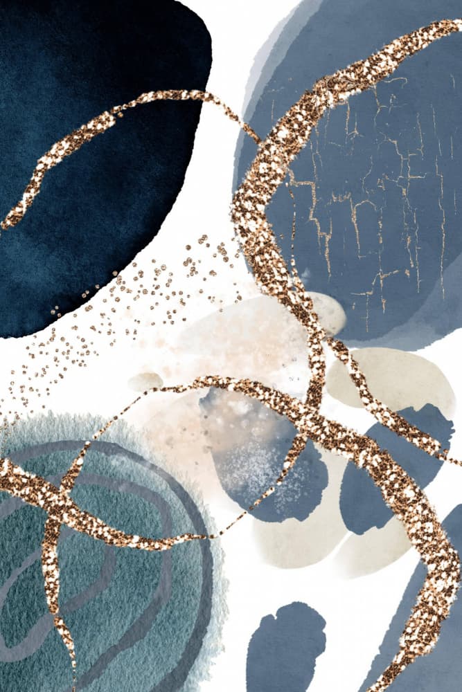 Blue Gold Abstract Flow by Sally Ann Moss — canvas wall art
