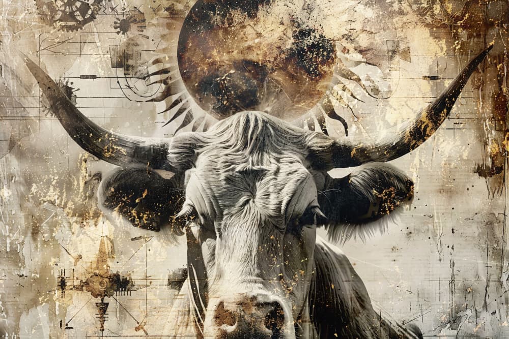 Steampunk Bull Moon by Rafal Kulik — canvas wall art