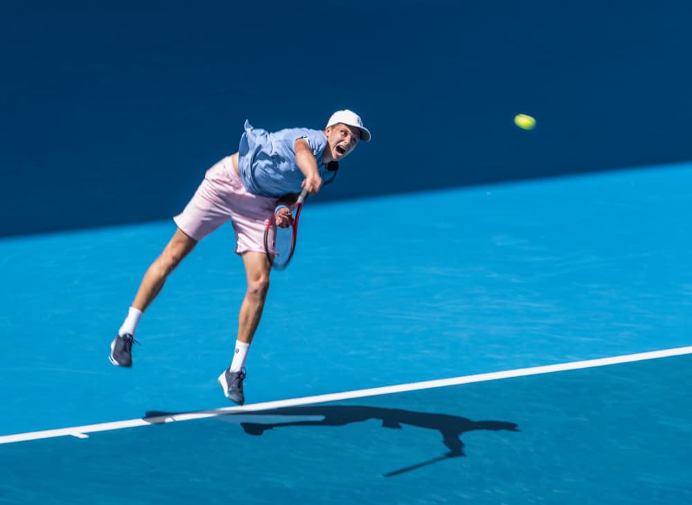 Dynamic Tennis Serve by Irene Wu — canvas wall art