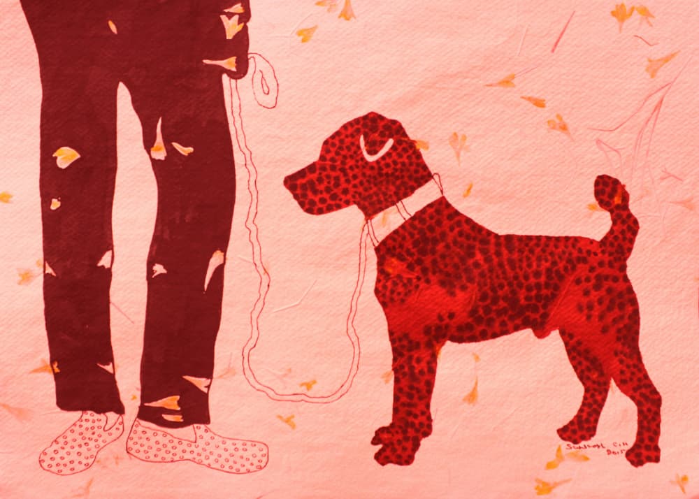 Walking A Spotted Dog by Santhosh ch — canvas wall art