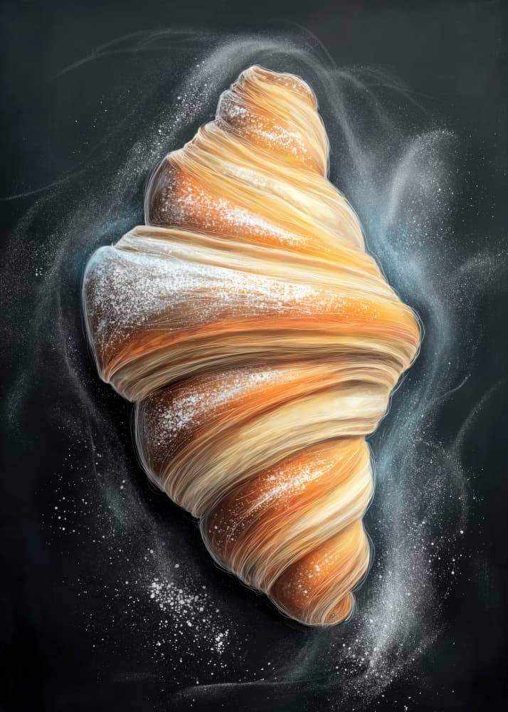 Golden French Croissant by Justyna Jaszke — canvas wall art