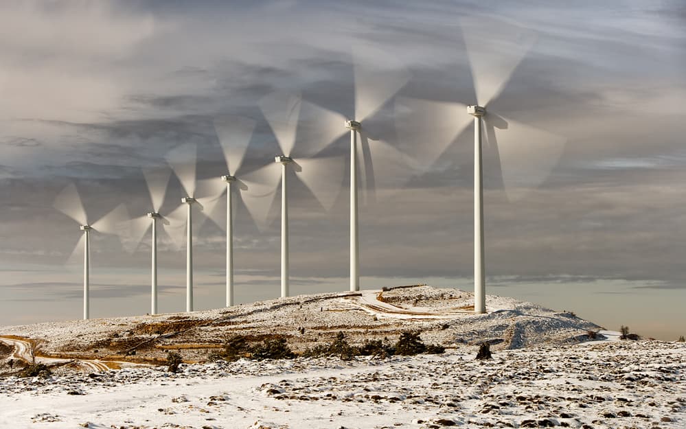 Wind Farm Winter Motion by Joan Gil Raga — canvas wall art