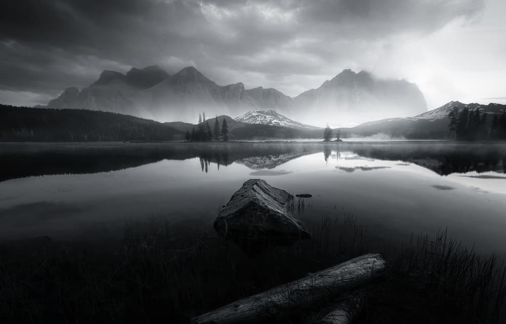 Moody Mountain Lake by Larry Deng APA — canvas wall art