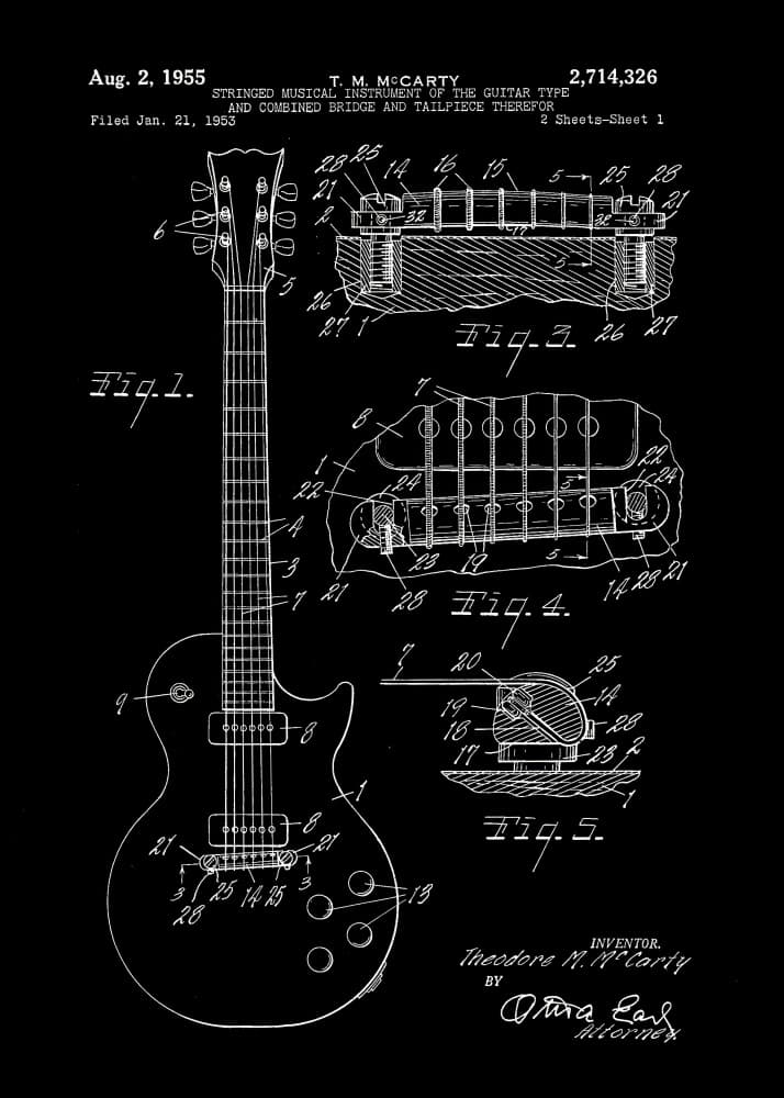 Vintage Guitar Patent by Andreas Magnusson — canvas wall art