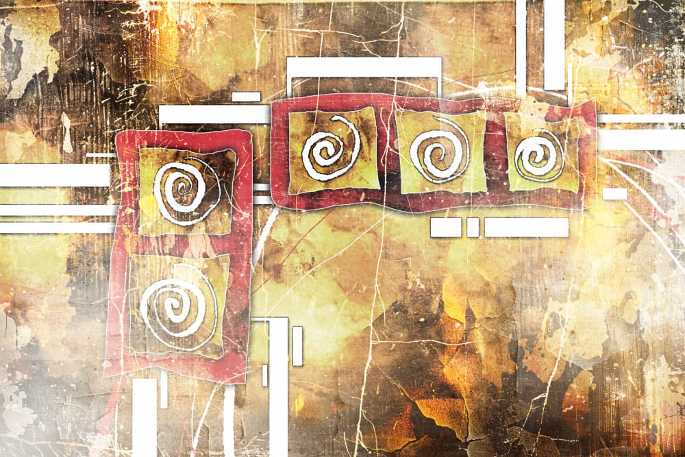 Warm Abstract Spirals by Rafal Kulik — canvas wall art