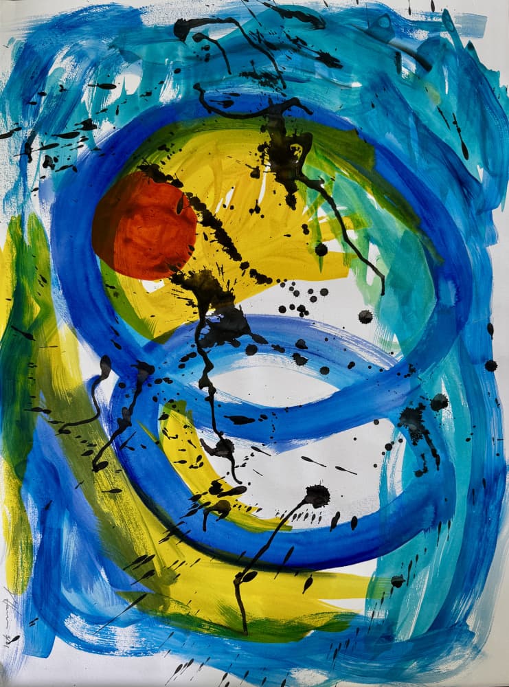 Dynamic Blue Yellow Abstract by Preston Harmon — canvas wall art