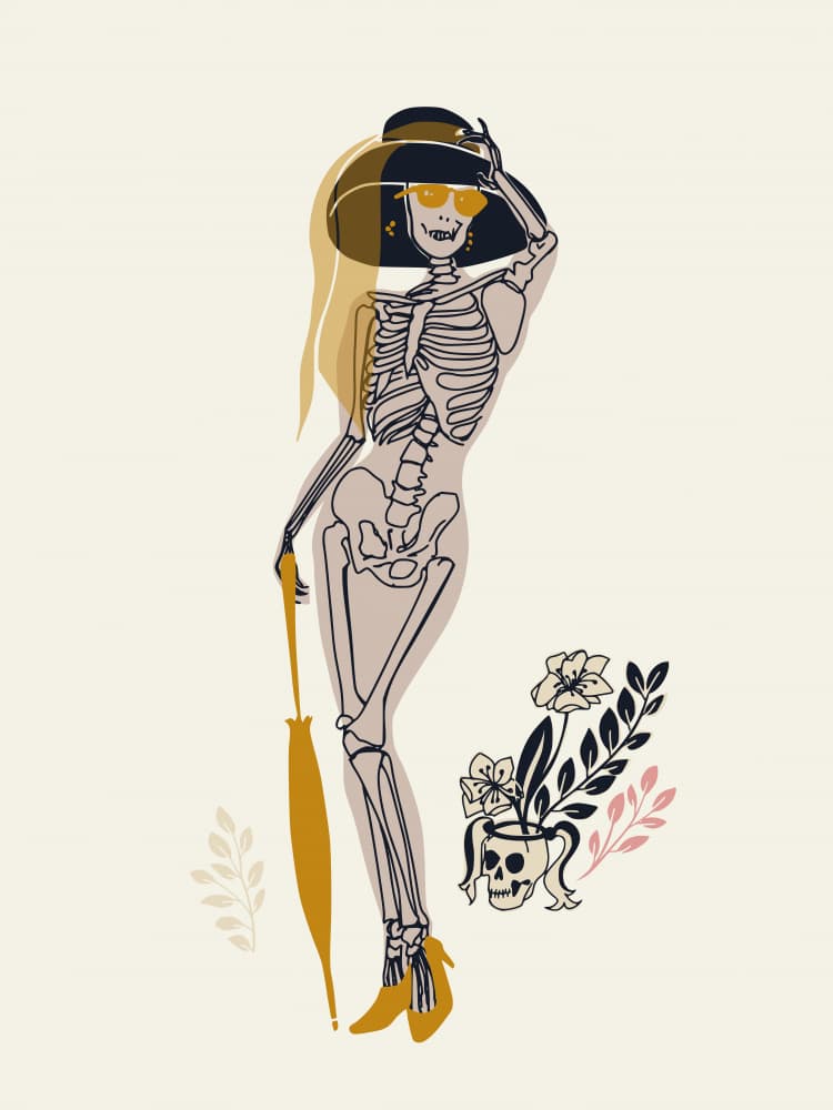 Chic Skeleton Woman by Annick — canvas wall art