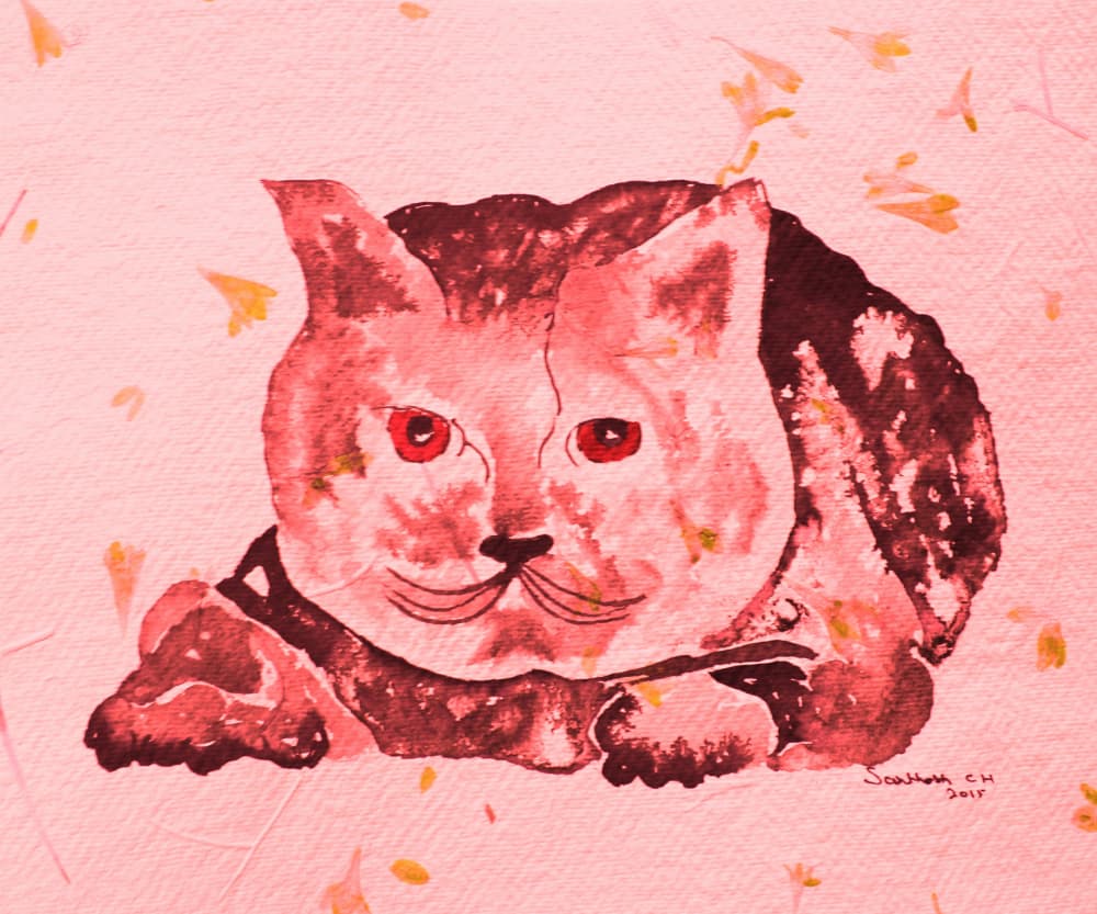 Whimsical Pink Cat by Santhosh ch — canvas wall art