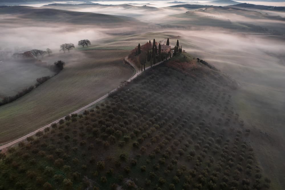Misty Tuscan Villa by Jure Kravanja — canvas wall art