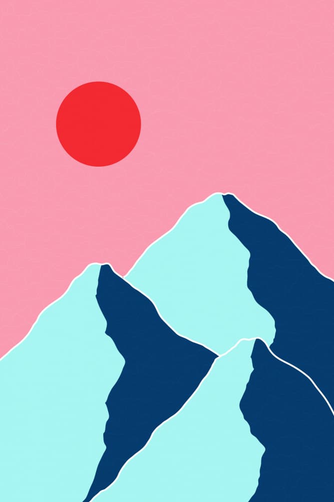 Pink Sky Blue Mountains by jay stanley — canvas wall art