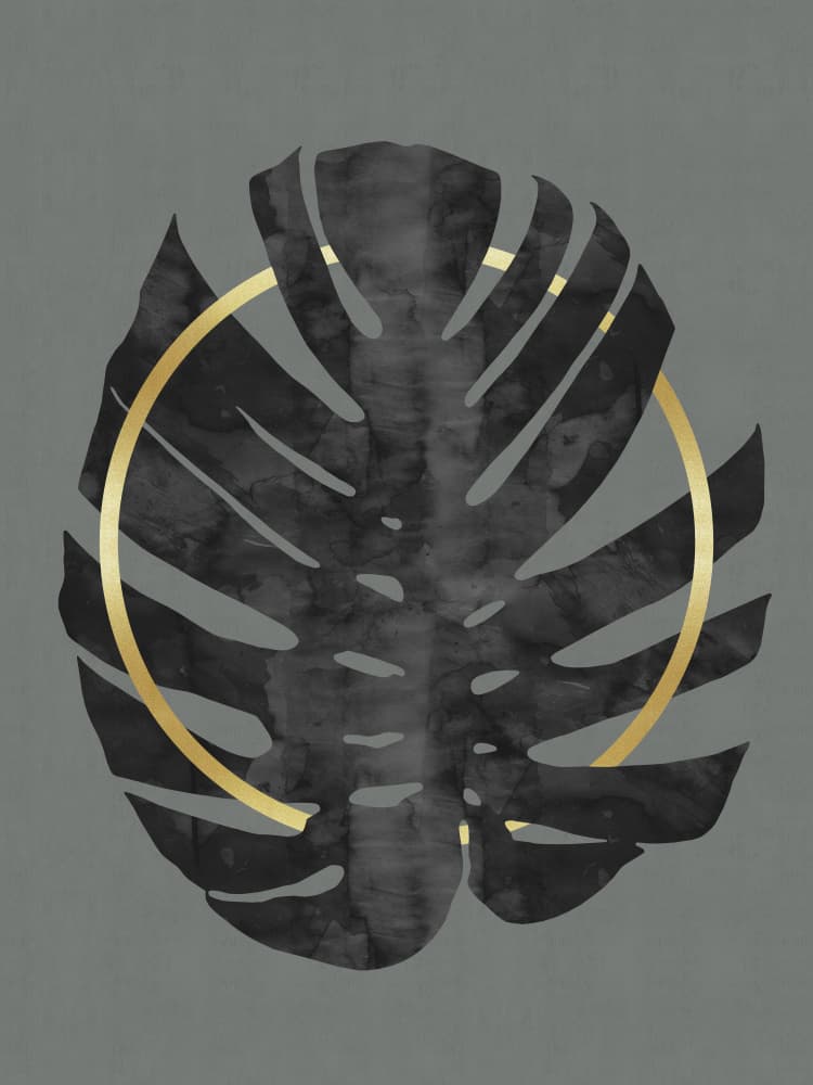 Monstera Gold Circle by Vitor Costa — canvas wall art