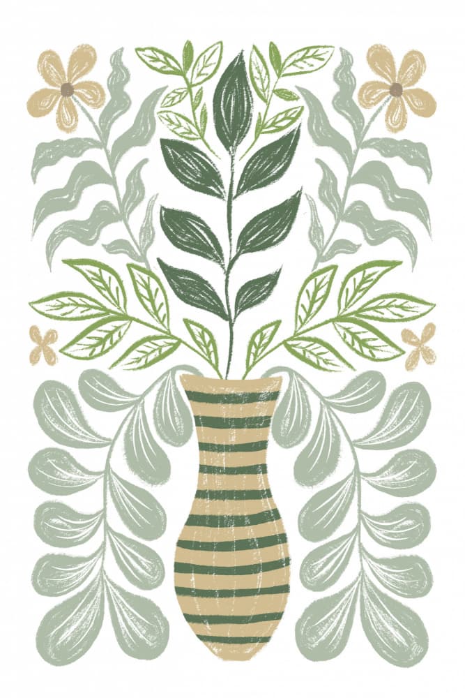Organic Greenery Vase by Martina — canvas wall art