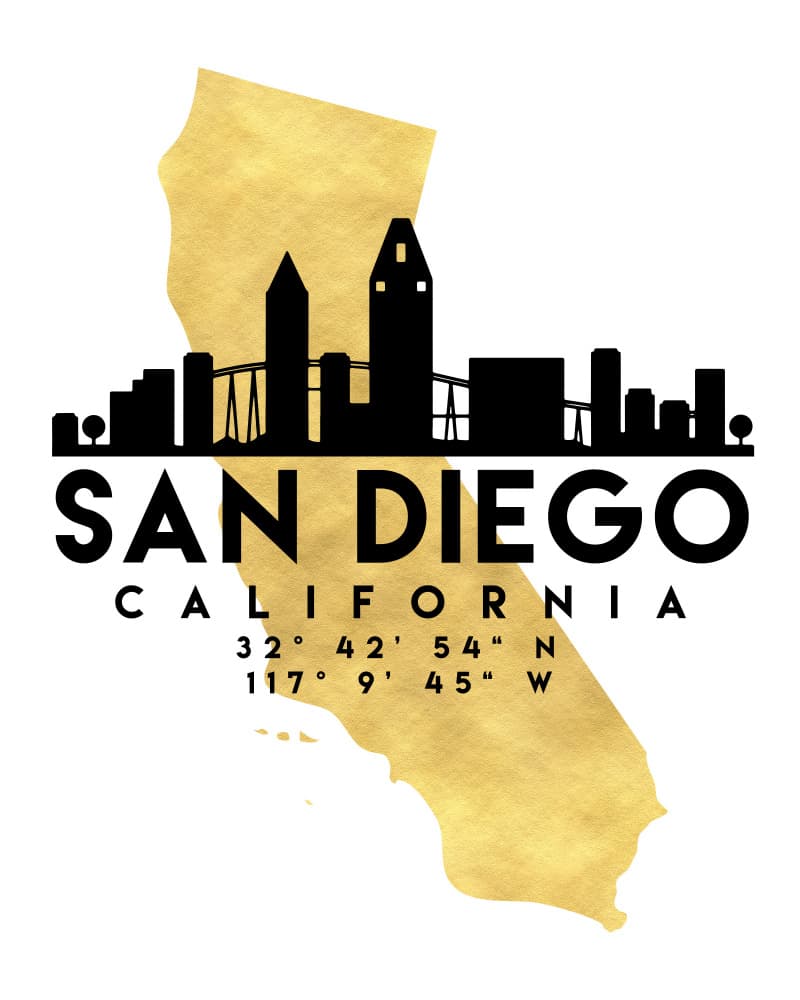 San Diego California Map by Emiliano Deificus — canvas wall art