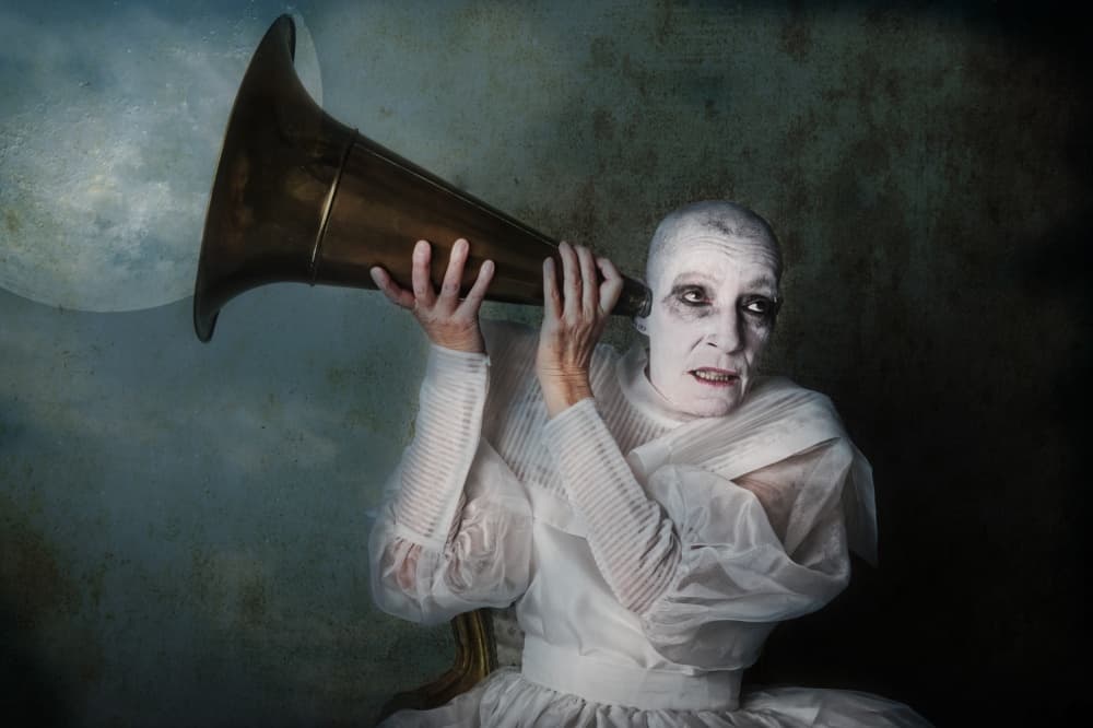 Surreal Moon Listener by Monika Vanhercke — canvas wall art