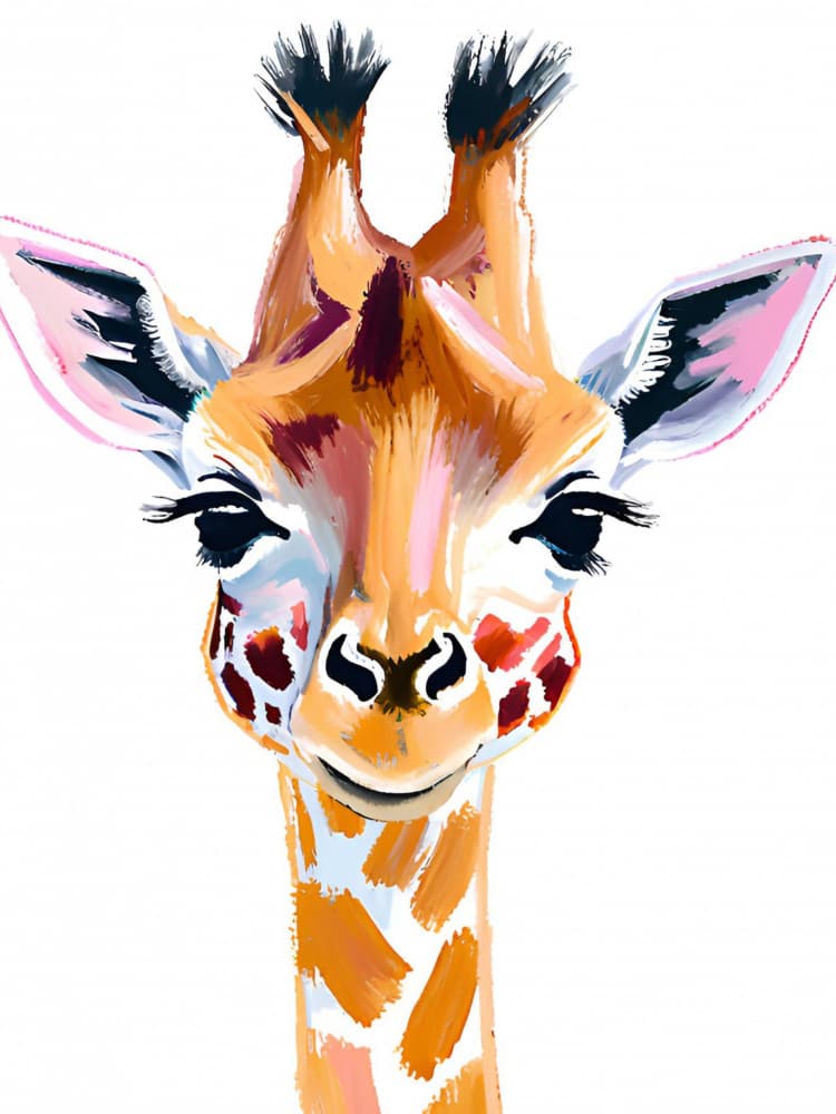 Cute Baby Giraffe Smile by Ohkimiko — canvas wall art