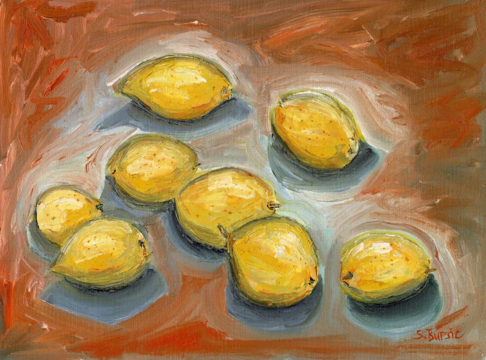 Bright Yellow Lemons by Sharyn Bursic — canvas wall art
