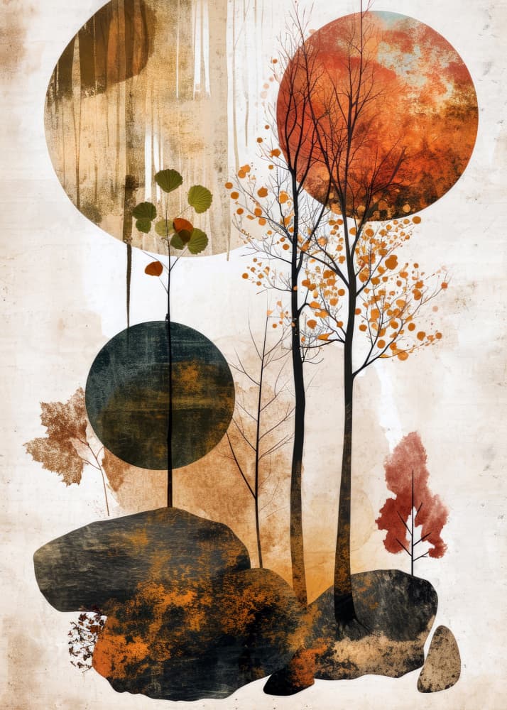 Autumn Abstract Trees by Justyna Jaszke — canvas wall art