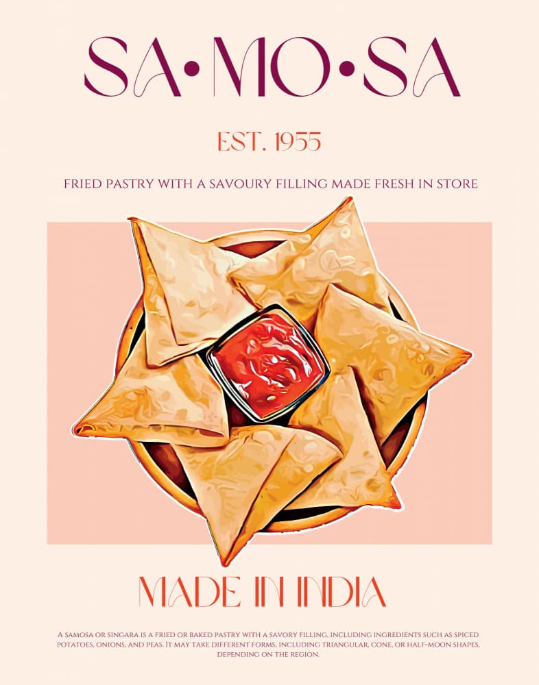 Golden Samosas with Dip by Nazma Khokhar — canvas wall art